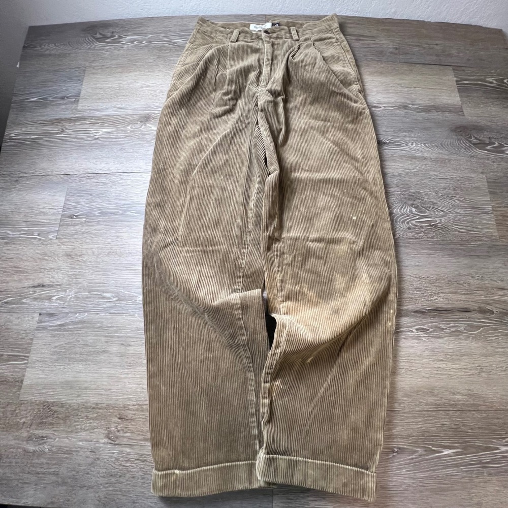 Gap Corduroy Pants Mens 28x30 Tan Easy Fit Vintage Wide Wale Cuffed Straight